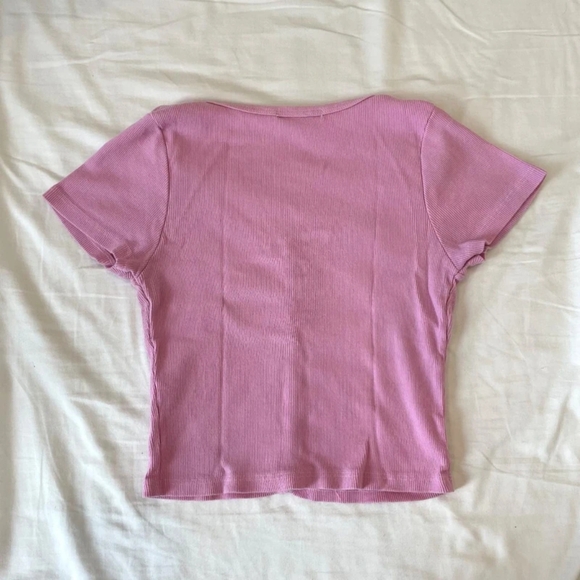 Pink Button-Up Ribbed Top - Picture 2 of 4